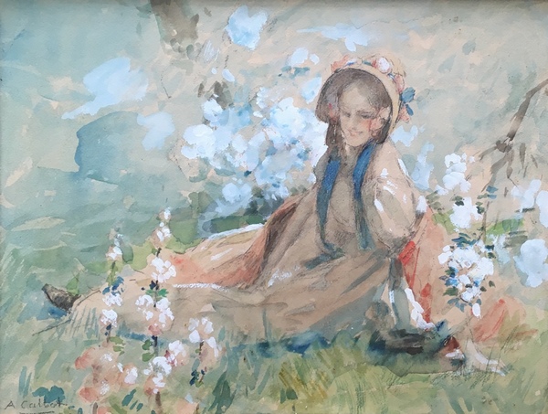 Antoine Calbet - Jeune fille dans le pré